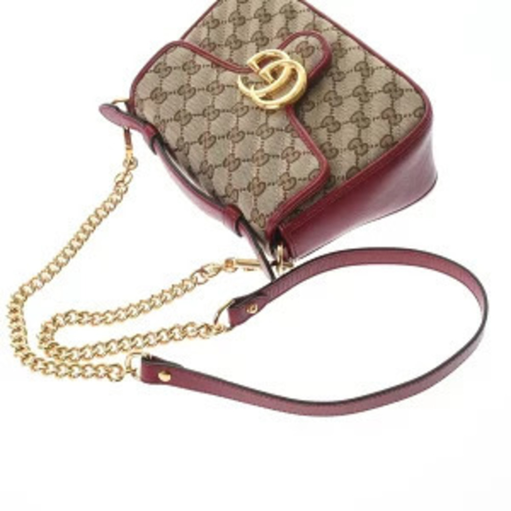 Gucci Leather Supreme Shoulder Red Bag Beige GG Top Handle Canvas Marmont Ebony - Picture 3 of 9